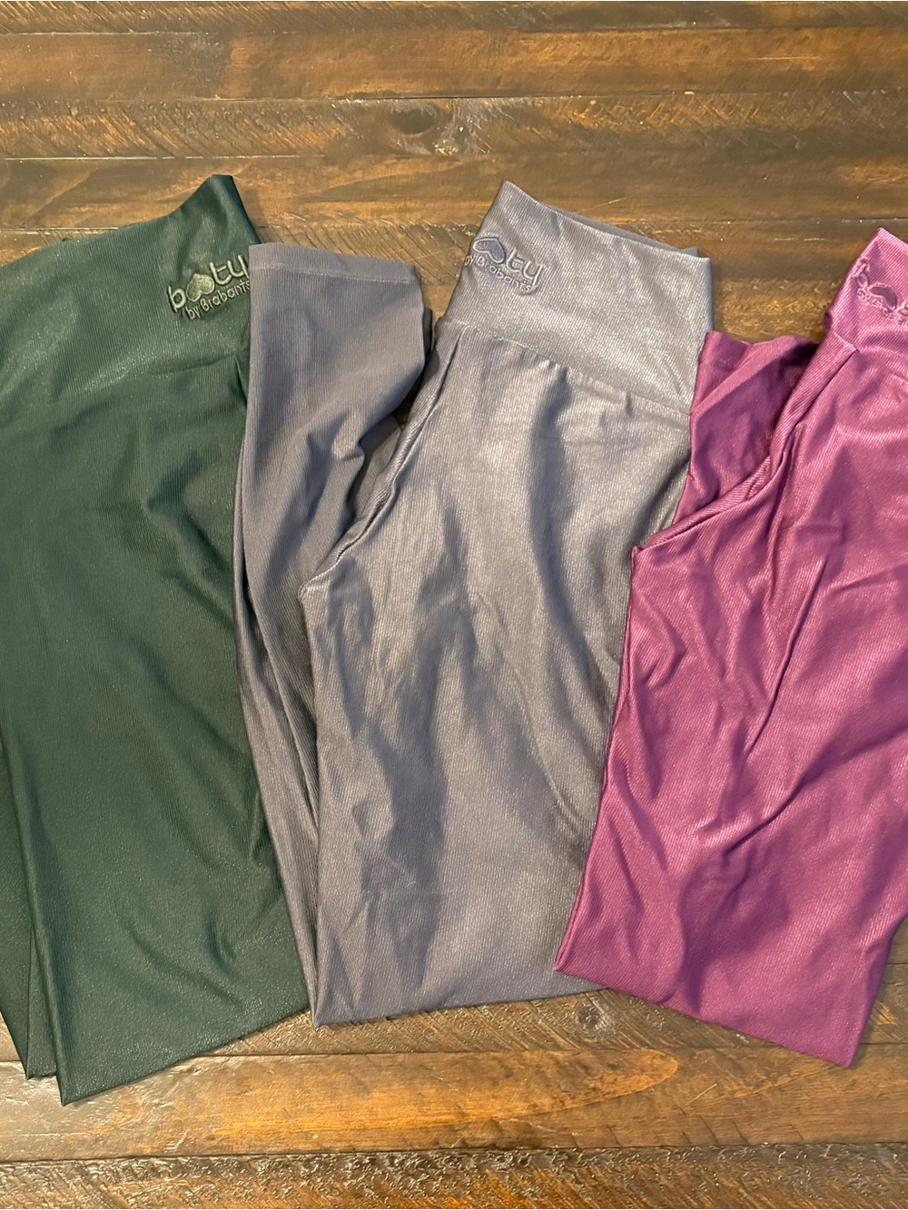 Booty by Brabants Leggings Trio — Green, Gray, Purple